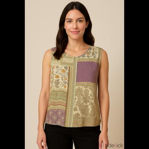 Ricki's Purple and Cream Paisley Patchwork Print Sleeveless Camisole M